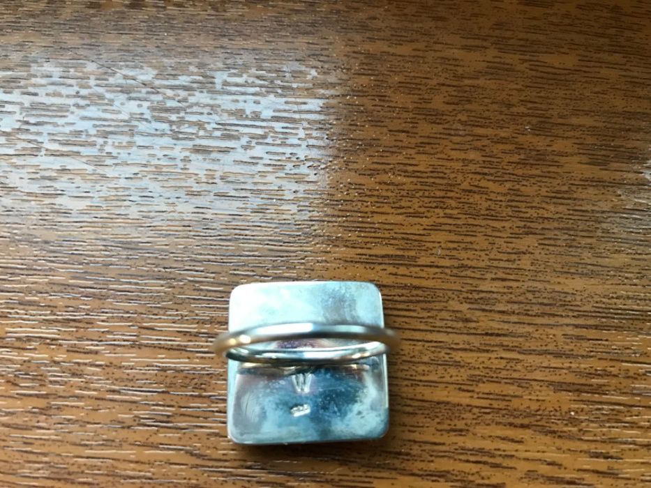 Inel portelan și argint suflat cu platină pictat manual Copacul Vietii