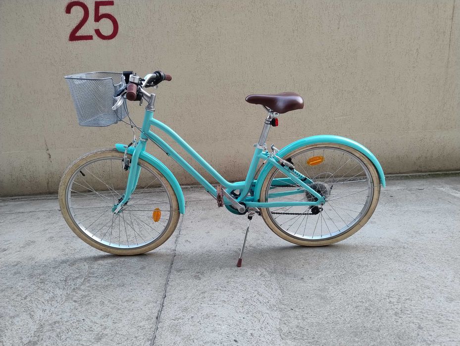 Vand Bicicleta Elops 500, 20", 6 viteze, albastra, anvelope albe, cos