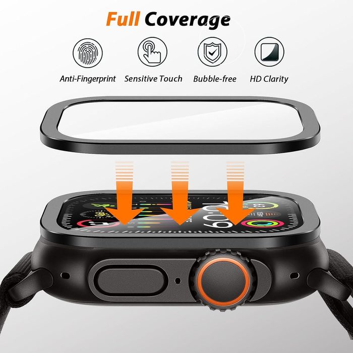 5D Стъклен Протектор за Дисплей за Apple Watch Ultra 2 | Ultra 1 Черен