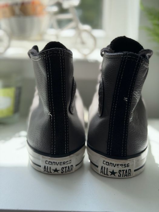 Ghete Converse All Star din Piele Gri Mărimea 38 (24.5 cm) Stare Excelentă