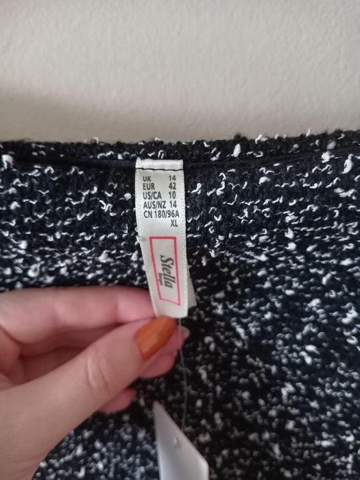 Пола от туид, черно-бял цвят