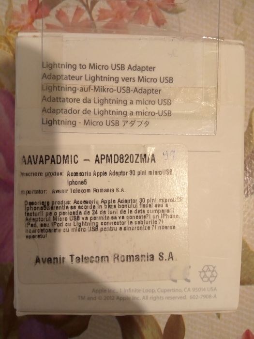 Adaptor apple 30 pini-lightning ,vga-30 pini si microUSB-lightning noi