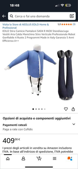 Aparat EOLI SA04 pentru uscat si calcat camasi bluze sau pantaloni