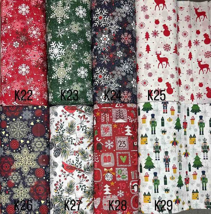 Коледни и Новогодишни десени платове за покривки, декорация и други