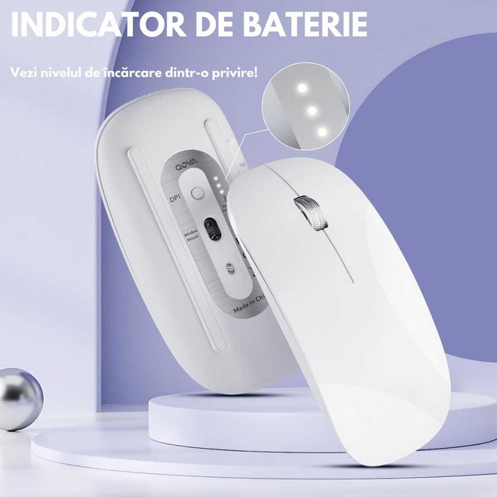 Mouse Wireless, Dual Mode Bluetooth 5.1 & 2.4GHz, Reincarcabil USB-C