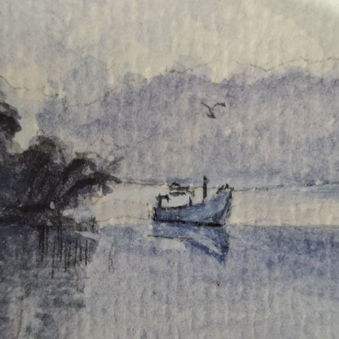 Set 3 Tablouri Acuarelă - Serie Peisaje Montane & Lacustre - Rame Lemn Nuc