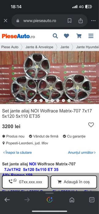 Vand sau schimb jante wolfrace