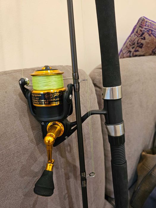 пръчка за море и тролене  Окума ,дълги 2,59,с макара и плетено влакно