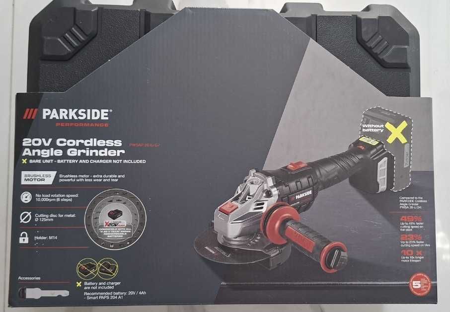 Акумулаторен ъглошлайф Parkside Performance PWSAP 20 Li G7 и F6 - нови, с гаранция