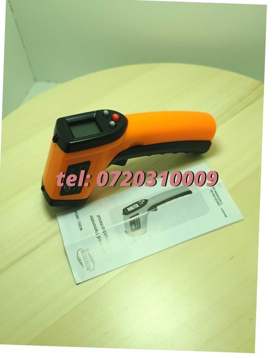 Instrument Masurare Temperatura Infrarosu Industrial Profesional -50 +380C Uni Galben / Negru Cu Domeniu De Lucru Si Specificatii Pastrate D Ref 1338