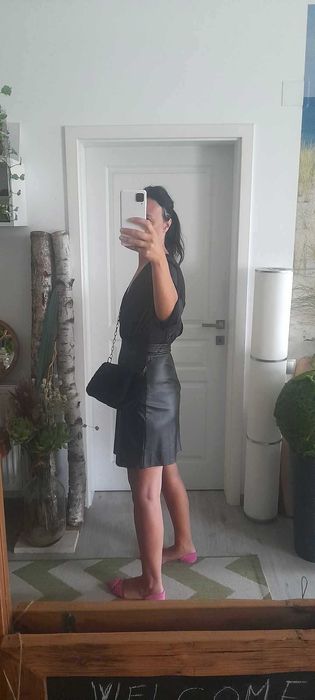 Rochie eleganta / imitatie de piele & voal