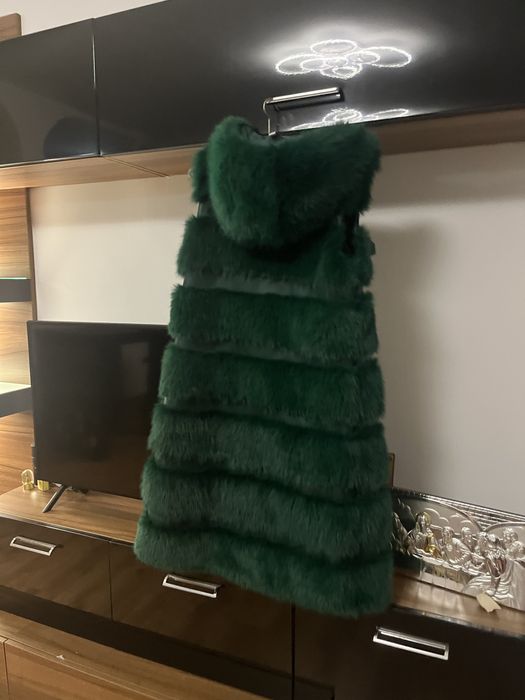 Vesta femei  , blană artificială , mărimea XL , culoare verde