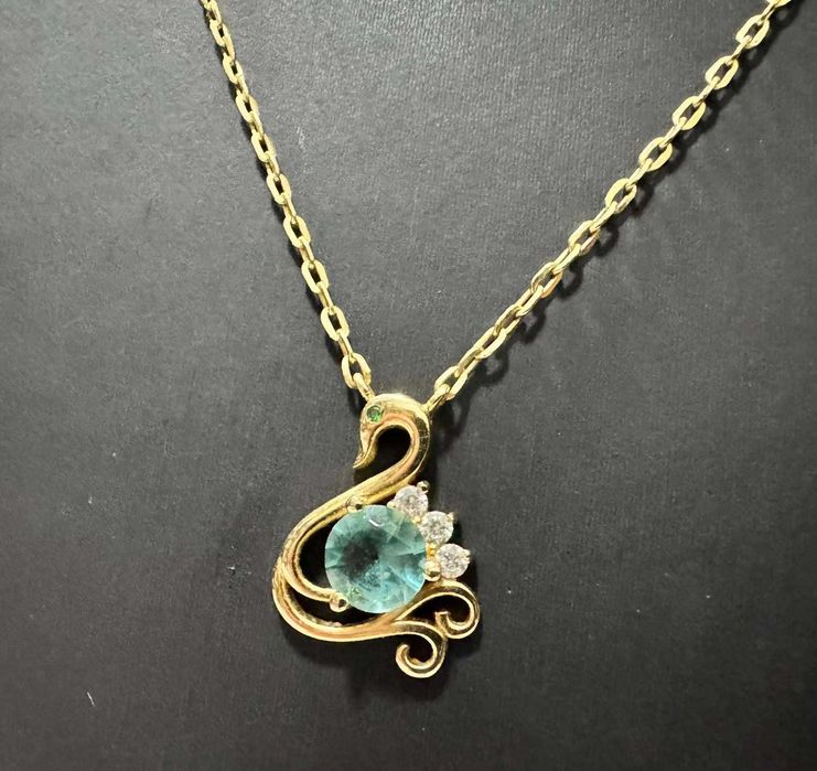 Златен синджир с висулка лебед  14K 585/ 5.19 гр – Italy