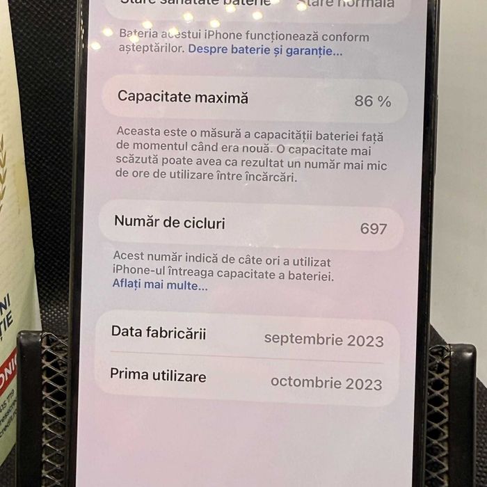 Iphone 15 Pro Max 8/256GB sb86% B33062.1 (AG15) Garantie 2 ani!