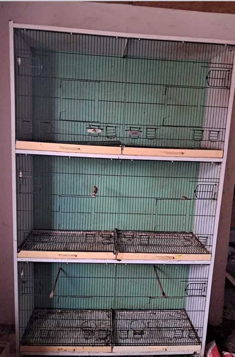 Клетки стелаж и две дървени.