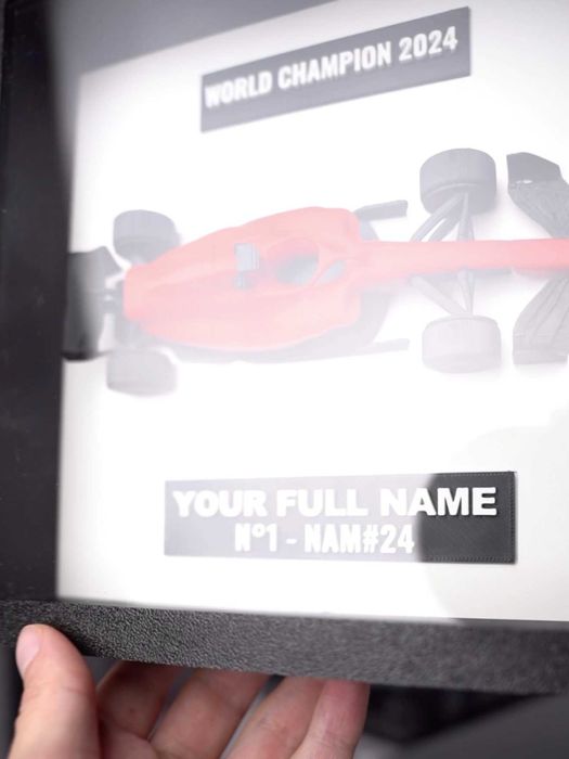Tablou 3D masina Formula 1 personalizat nume numar cadou