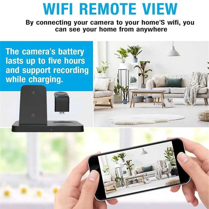 Безжично зарядно устройство за телефон Скрита Камера WiFi 3 в 1