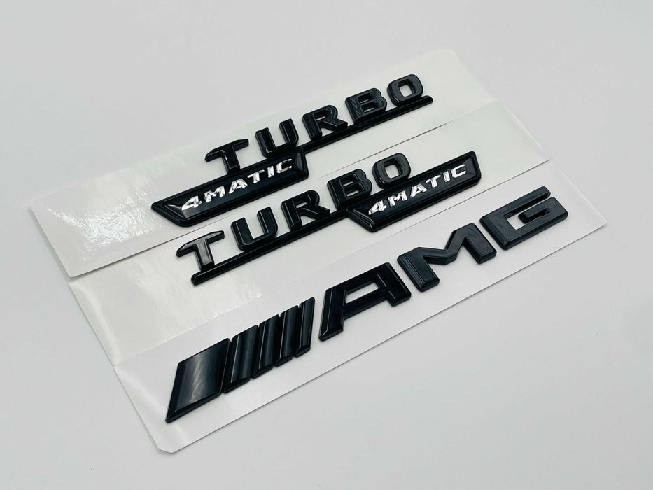 Set Embleme Compatibile Mercedes turbo 4matic AMG negru