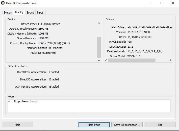 Sony VAIO 2012 1360 x 768