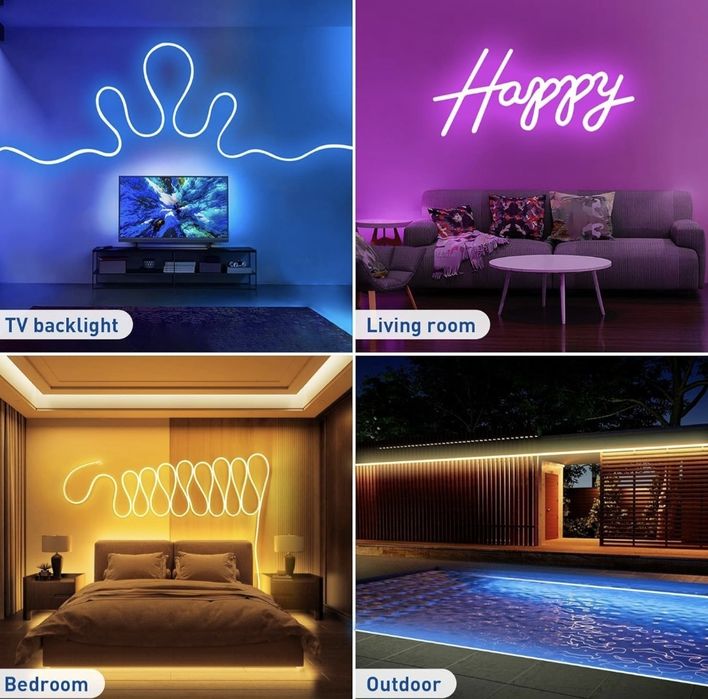 LED неонова въжена светлина 32.8 фута RGB неонови ленти, управление.