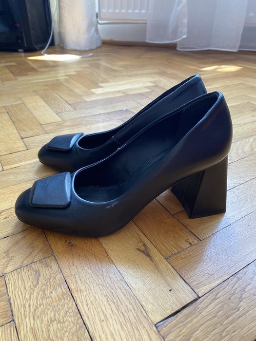 Pantofi din piele Marelbo, toc pătrat, mărimea 37