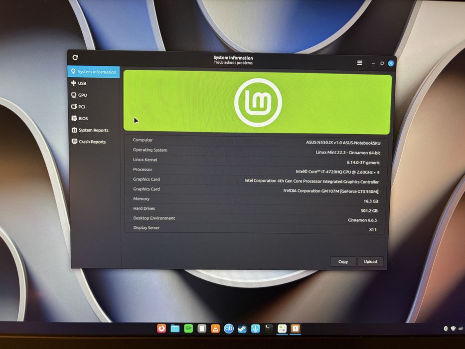 Asus N550JX Linux Mint