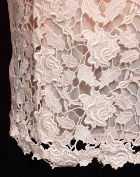 Bluza fara maneci, dama, elegant, ocazie, dantela roz pudrat