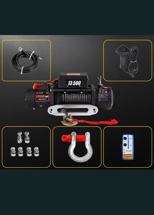 Troliu auto VEVOR 13500 lbs 6.1 tone cablu sintetic, FACTURA,GARANTIE