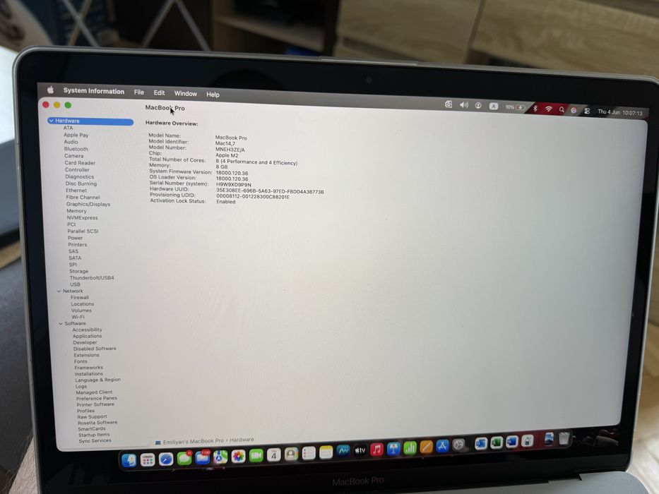 Macbook pro 13 m2 8 ram 256 ssd