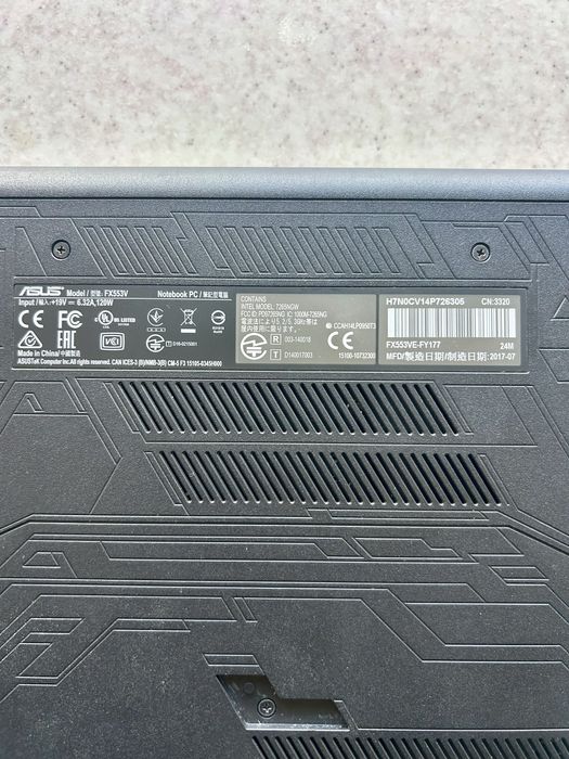 ймърски лаптоп ASUS ROG GL553VE – i7 / 16GB RAM / GTX 1050 Ti