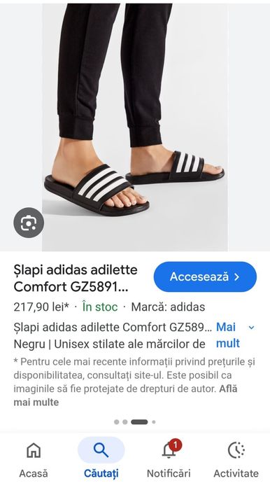Slapi Adilette Aqua Shower, barbati, culoare neagra, material sintetic, Nr. 12 sau marimea 46 EU (30 cm.)