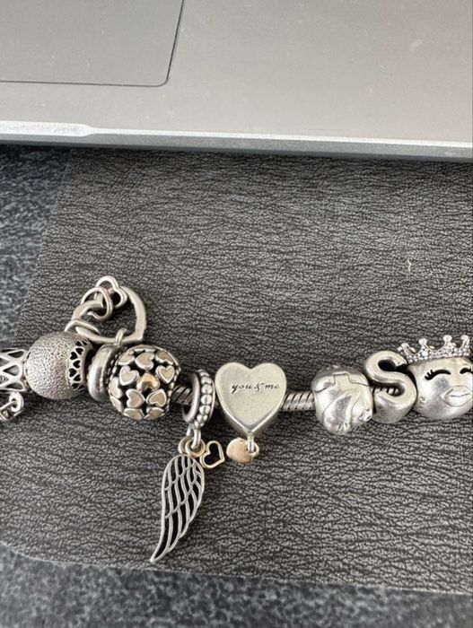 Bratara argint Pandora + charms