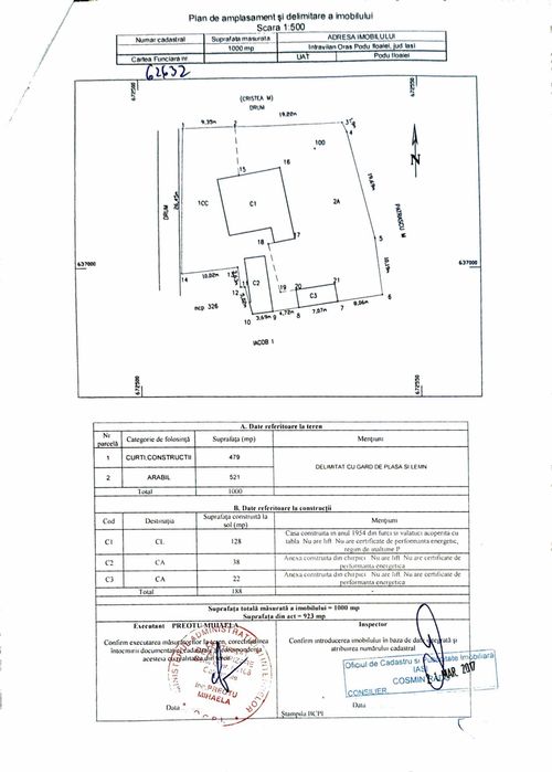 Casa de vanzare + teren 1000 mp, intravilan, Podu Iloaiei