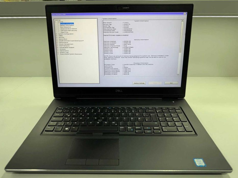 Laptop/Workstation SH Dell Precision 7730 i7-8850H QUADRO P5200 16 gb