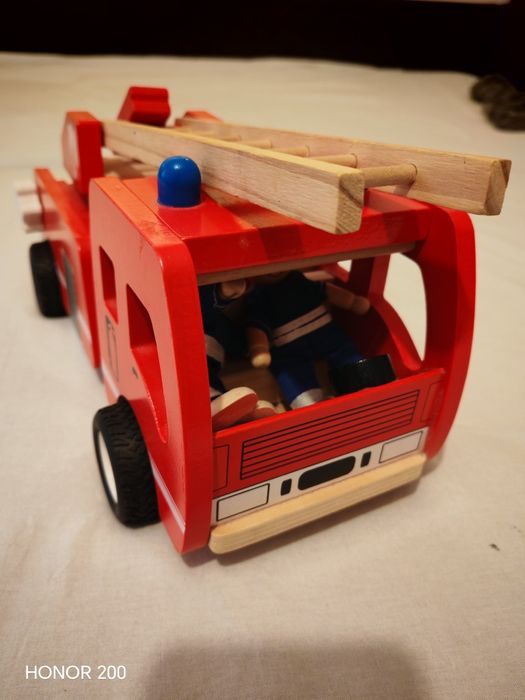 Mașinuța pompieri lemn copii