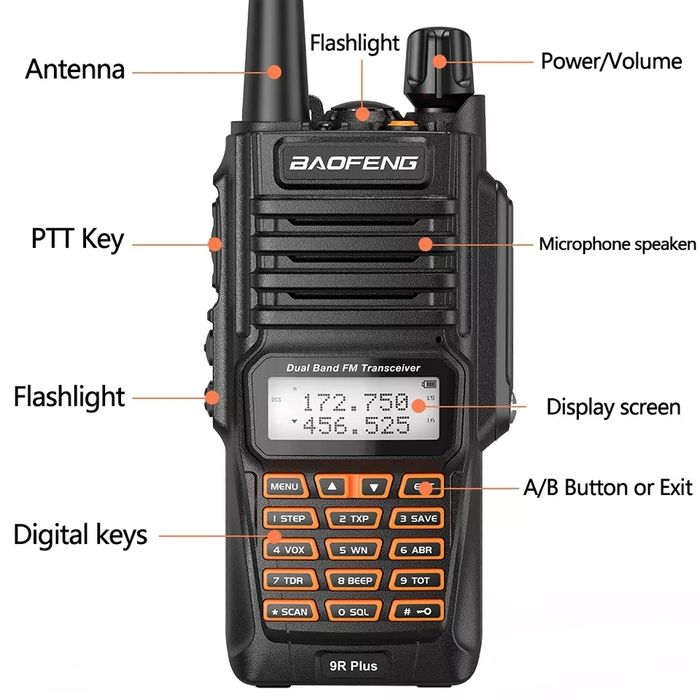 Walkie talkie portabila Baofeng UV-9R PLUS, 10km