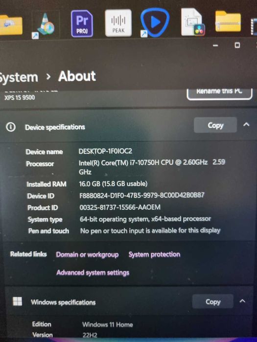 Dell XPS 15_9500_15.6_i7 16GB 1TB SSD 1650ti + DELL Dock station