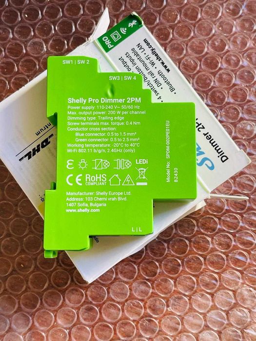 Shelly PRO Dimmer 2PM WiFi + Ethernet 1 canal