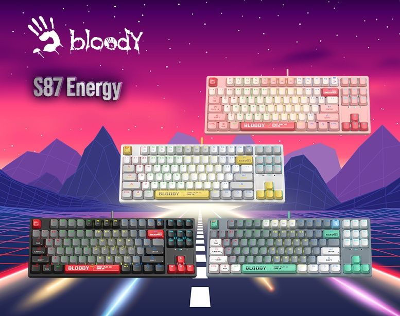 RU/ENG! Bloody S87 RGB/Hot-Swap Механическая Клавиатура ( в 3 цветах)