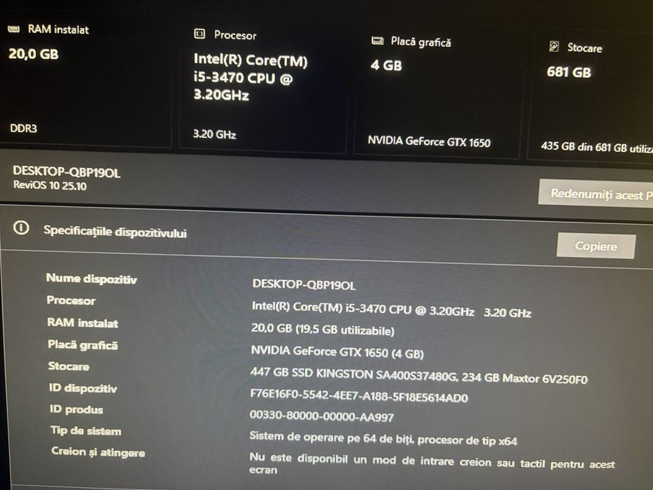 Vand/schimb pc gaming , pret negociabil are i5-3470 gtx 1650 16 gb ddr3