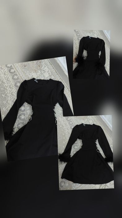 Короткое платье, в черном цвете