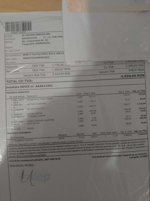 BMW seria 3, E 91, distribuție noua.
