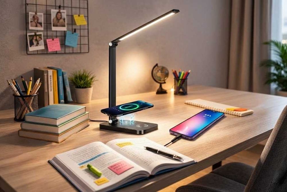 Настолна лампа с безжично зареждане Mdhand  Led безжично зарядно