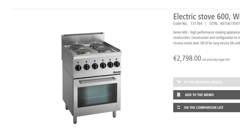 Masina de gatit electrica - 4 plite - cuptor electric - linia 600