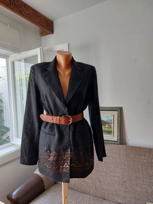 Sacou nou din 100% in cu decoratiune in stil grecesc la margine fata, brand francez