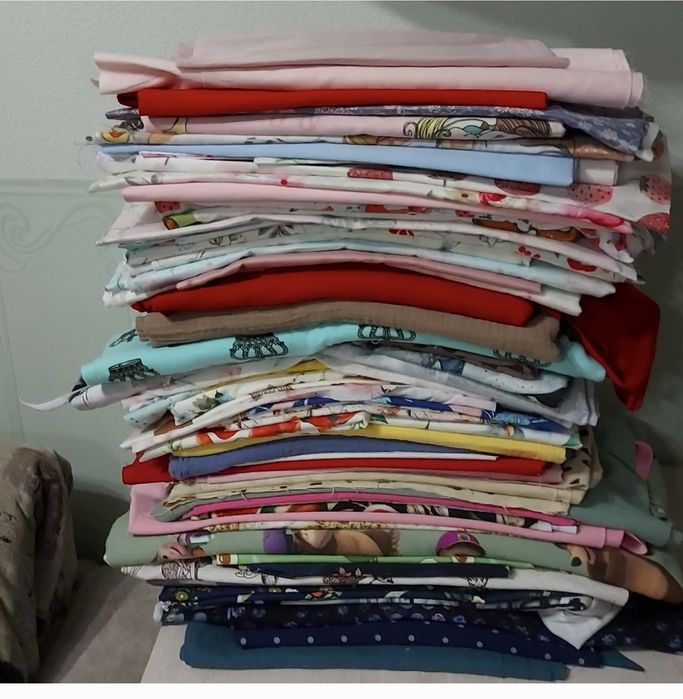 Отрезы ткани: хлопок, сатин, трикотаж, муслин, лен