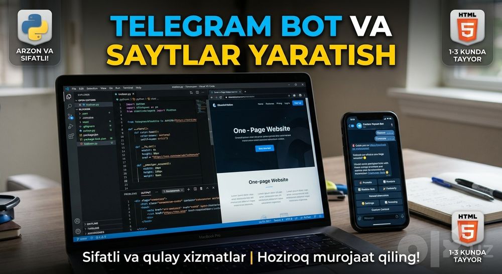Telegram Bot va Vizitka Saytlar yaratish xizmati (Python / HTML)