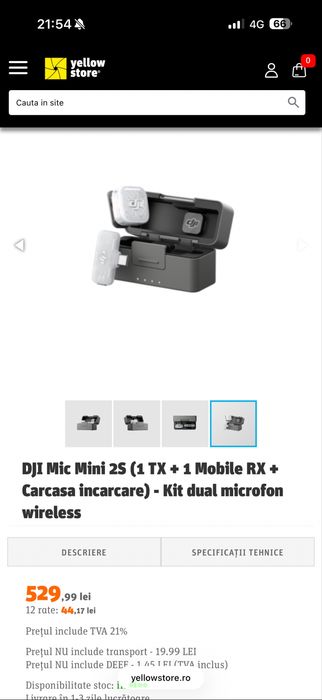 DJI Mic Mini 2S (1 TX + 1 Mobile RX + Carcasa incarcare) - Kit dual microfon wireless NOU desigilat