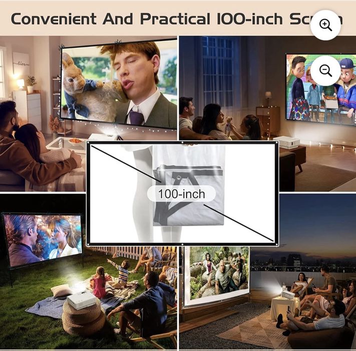 Новинка!  Мини видеопроектор DR.J с экраном 8000L HD 1080P из Америки