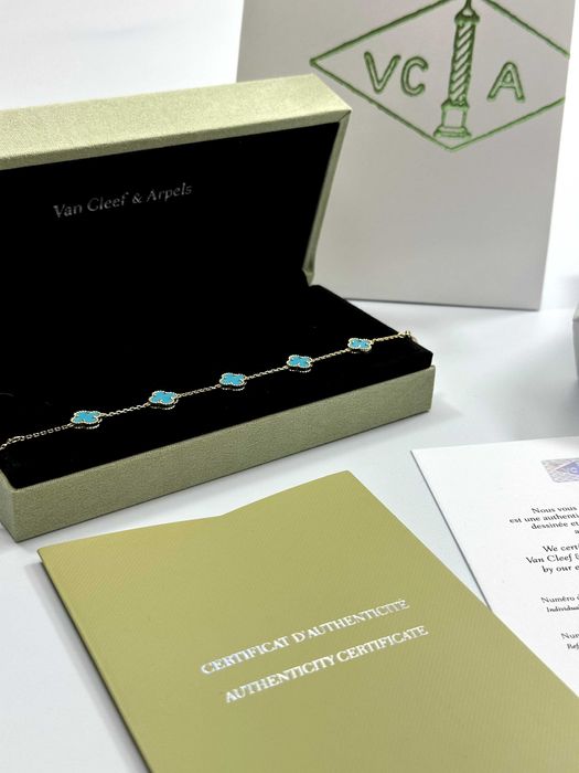 Bracelet MINI Van Cleef & Arpels 5 motifs Gold 750 Turquoise